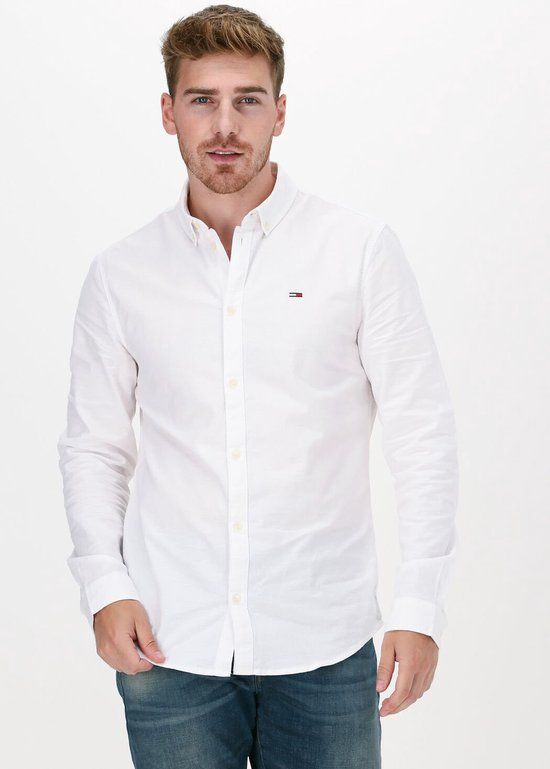 Tommy Jeans TJM Slim Stretch Oxford Shirt - Men White - Size XL