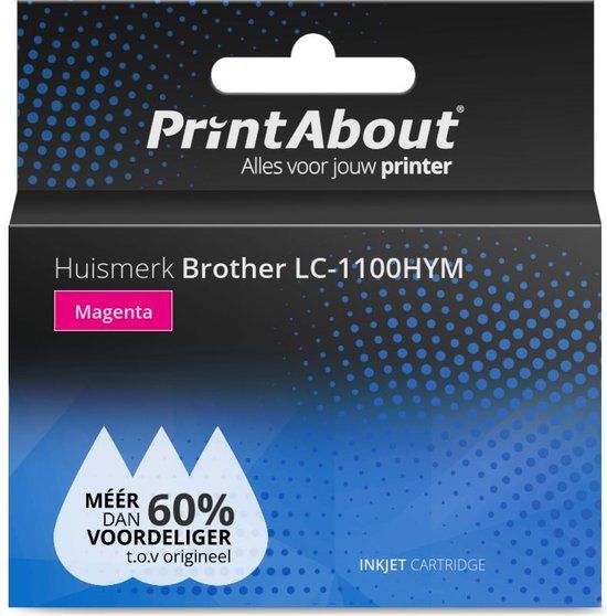PrintAbout Huismerk LC-1100HYM Magenta Inktcartridge (Hoge capaciteit)