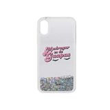Hoesje La Vecina Rubia Hoesje voor iPhone X en iPhone XS transparant met zilveren glitter en tekst "Madrugar es de Guapas" exclusief ontwerp