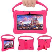 ELVANZA Kindertablet, 7-inch HD-scherm, Quad-coreprocessor, Dubbele Camera, Wifi, Ouderlijk Toezicht, Rood