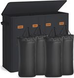Songmics Wasmand met 4 compartimenten, 210 L, Inktzwart