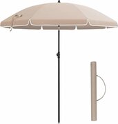 Acaza Stok Parasol - 160 cm Diameter - Ronde / Achthoekige Tuinparasol van Polyester - Kantelbaar - met Draagtas - Taupe