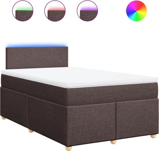 vidaXL Boxspring met matras stof donkerbruin 120x200 cm
