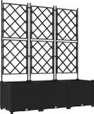 vidaXL Plantenbak met klimrek Staand Zwart Staal Rechthoekig 120 x 40 x 143 cm 3 stuks