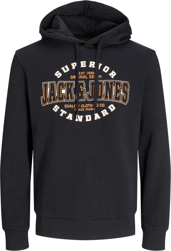 JACK & JONES JJELOGO SWEAT HOODIE - Black - Men's Size S