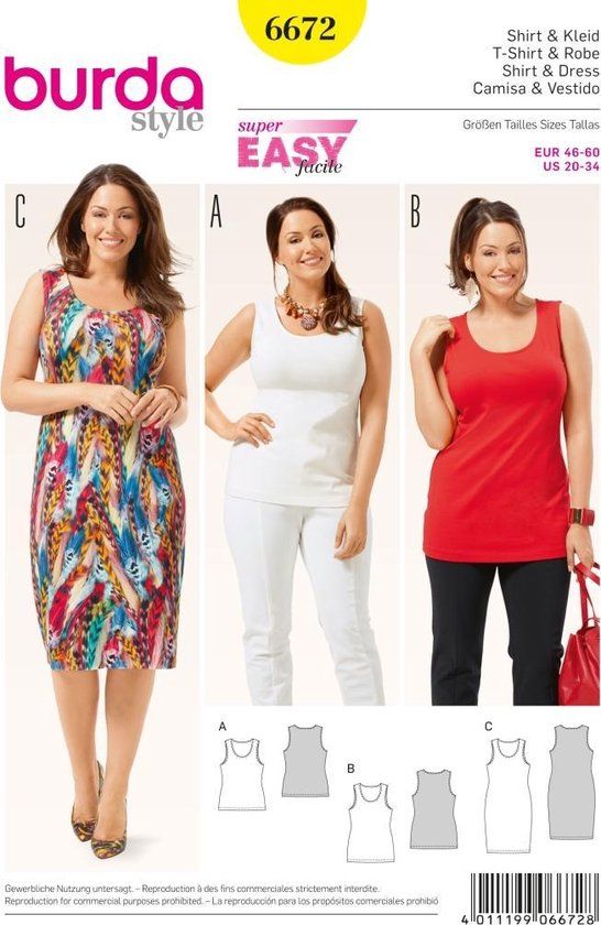burdastyle Burda Naaipatroon 6672 - Shirt in variaties en jurk