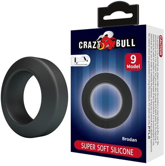 Crazy Bull Brodan Cock Ring Model 9 Zwart Siliconen
