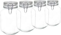 Bormioli Rocco Weckpot/inmaakpot - 4x - 2L - Glas - Transparant - Beugeldeksel - Luchtdicht - 12 x 22 cm