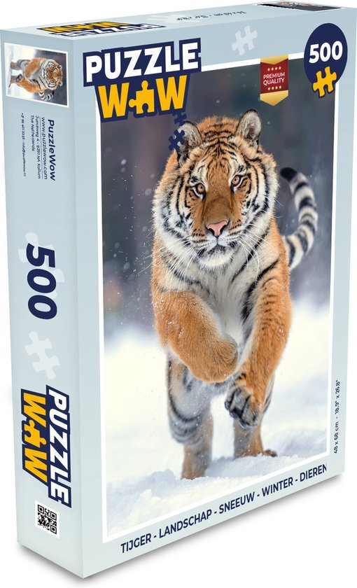 MuchoWow Puzzel Tijger - Landschap - Sneeuw - Winter - Dieren - Legpuzzel - Puzzel 500 stukjes - Sinterklaas cadeautjes - Sinterklaas voor grote kinderen