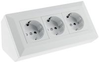 ChiliTec hoekstopcontactblok, 3-weg stopcontact, 230V, voor keuken, kantoor, werkplaats, mat wit