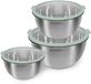 Set de bols mélangeurs sans marque - Set de 3 pièces avec couvercle - Acier inoxydable en vert pastel