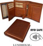 Lundholm Portemonnee heren leer cognac bruin - Billfold - 12 pasjes - 15 vakken