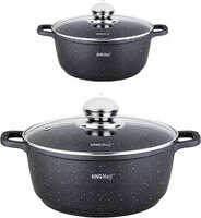 KINGHOFF Braadpannen - met Aromaknop - 16 cm - 1.3 liter - Zwart