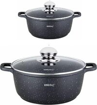 KINGHOFF Braadpannen - met Aromaknop - 16 cm - 1.3 liter - Zwart