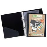 eco-eco A5 65% Gerecycleerde Presentatie Ring Binder met 12 Multi Gestanste Zakken Zwart eco045