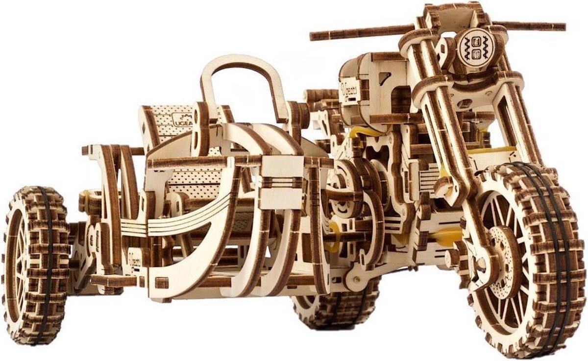 Ugears Houten Modelbouw - Scrambler UGR-10 Motor met Zijspan