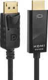 Maclean - MCTV-714 - Display Port (DP) naar HDMI 4K / 30Hz - Aansluitkabel met vergulde aansluitingen - 1,8m - zwart