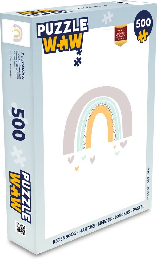 MuchoWow Puzzel Regenboog - Hartjes - Meisjes - Jongens - Pastel - Legpuzzel - Puzzel 500 stukjes - Sinterklaas cadeautjes - Sinterklaas voor grote kinderen