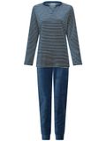 Pastunette - Nordic Bloom - Pyjama - Velours - Blauw - Gestreept - Maat 44