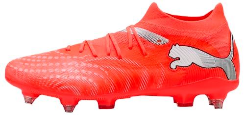 PUMA Future 9 Match MXSG Chaussures de football unisexe Rouge brillant Blanc Noir Argent 44 EU
