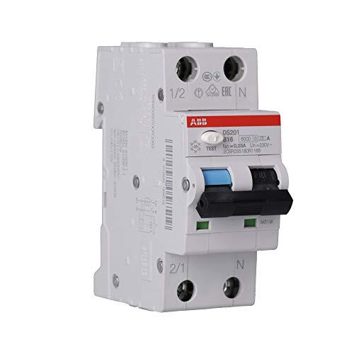 ABB DS201A-B16 DS201A-B16/0,03 FI/LS-schakelaar 6kA, 1P+N, type A, B 16, 30mA, grijs, 2 TE