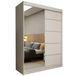Margaret Hadas24 Samantha Kledingkast, 150 cm, schuifdeurkast met spiegel en treden, slaapkamerkast, garderobe, kledingstang, planken, moderne multifunctionele kast, wit