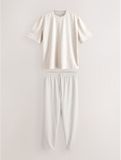Next - Heren - Set van zacht licht T-shirt met standaard pasvorm en joggingbroek - Grijs