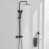 Merkloos Douchesysteem met Thermostaat Zwart - Regendouche Set Compleet met Slang en Handdouche