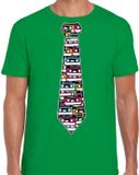 Bellatio Decorations T-shirt voor heren - cassettebandje stropdas - groen - muziek fan XL