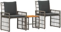 vidaXL Loungeset 3-delig Polyrattan Grijs en Donkergrijs