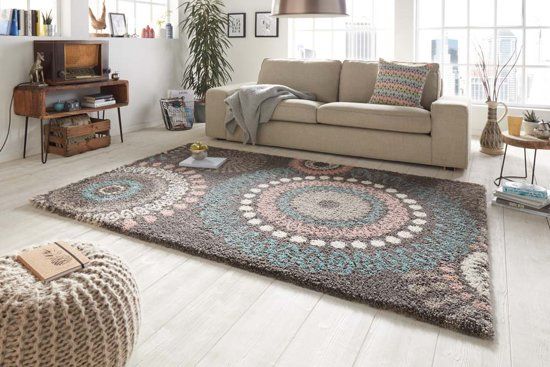 Mint rugs Hoogpolig Vloerkleed Globe 160x230 cm Grijs