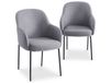 MENZZO Lot de 2 chaises modernes matelassées Inaya Métal Noir et Tissu Gris