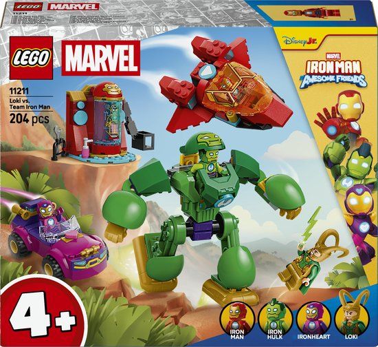 LEGO Marvel Iron Man en Zijn Fantastische Vriendjes Loki tegen Team Iron Man - Cadeau voor Kinderen Vanaf 4 Jaar - 11211