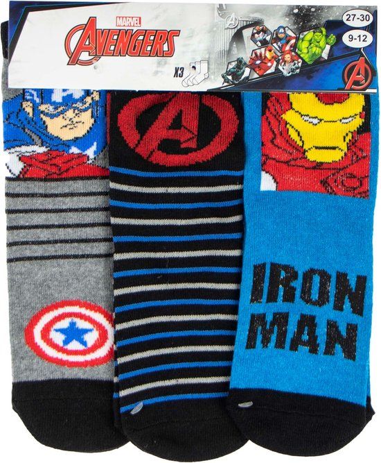 MARVEL AVENGERS Sokken - 3 paar - Maat 23-26 - Kinderen