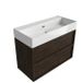 Saniclass Holz Frame Badkamermeubelset - 100x45x72cm - Legend keramische wastafel wit - 1 wasbak - 2 kraangaten - 2 lades - mat eiken charcoal
