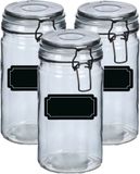 Zeller Weck Weckpotten/inmaakpotten - 6x - 750 ml - glas - met beugelsluiting - incl. etiketten