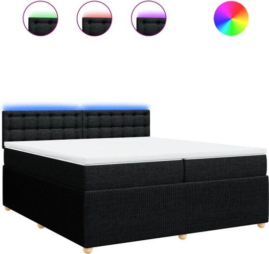 vidaXL Boxspring met matras stof zwart 200x200 cm