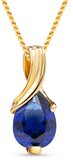 Blauwe Saffier Gouden ketting dames - 14 karaat Goud - Hanger - Miore