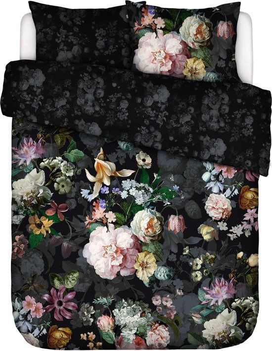 Essenza Fleur Festive Dekbedovertrek Blooming Black - Lits-Jumeaux XL – 260x200/220 cm