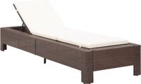 vidaXL Ligbed met kussen, poly rattan, bruin