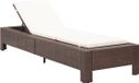 vidaXL Ligbed met kussen, poly rattan, bruin