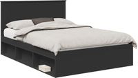 vidaXL Bedframe met hoofdeinde Zwart 135 x 190 cm Massief grenenhout
