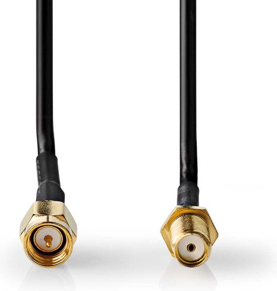 Nedis Antennekabel - SMA Male - SMA Female - Verguld - 50 Ohm - Enkelvoudig Afgeschermd - 5.00 m - Rond - PVC - Zwart - Doos