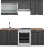 Vicco Fame-Line Unité de cuisine complète – 200 cm, WB Chêne Anthracite-Or/Blanc