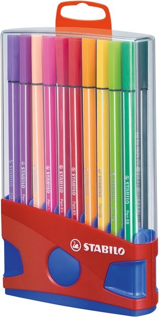 STABILO Pen 68 ColorParade - 20 Pack - Multicolour Felt Tip Pens