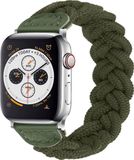 Strap-it Nylon Smartwatch bandje - Geschikt voor Apple Watch 1/2/3/4/5/6/7/8/9/10/11/SE/SE2/SE3 Twisted gevlochten bandje - legergroen - maat: 38 / 40 / 41 / 42mm