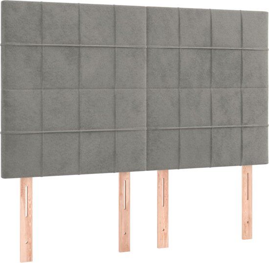 VidaXL Hoofdeind & Voeteind Licht Grijs 144x5x118/128 cm Polyester Hout