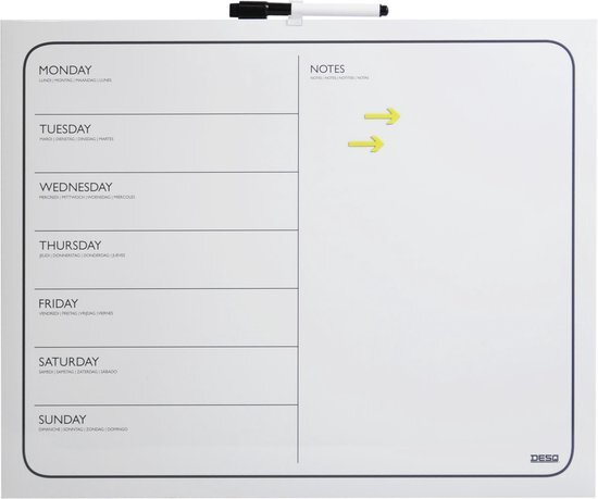 DESQ Planbord week 40x50cm ranloos + marker magnetisch