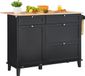 VEVOR Keukeneiland Trolley Opbergkast Serveerwagen Lade Vuilniskast Zwart Eikenhout 120x74x93cm