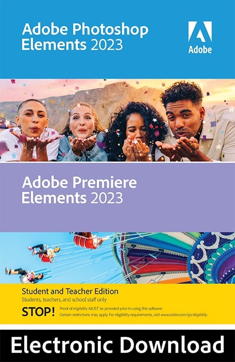 Adobe & Premiere Elements 2023 Student/Docent Editie Nederlands/Engels/Frans/Duits
